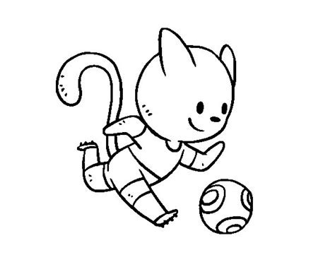 Dibujo de Gato jugando a fútbol para Colorear Dibujos.net