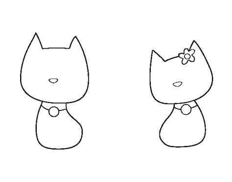 Dibujo de Gatos enamorados para Colorear   Dibujos.net