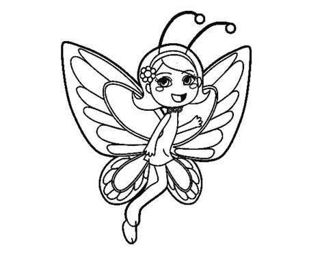 Dibujo de Hada mariposa contenta para Colorear   Dibujos.net