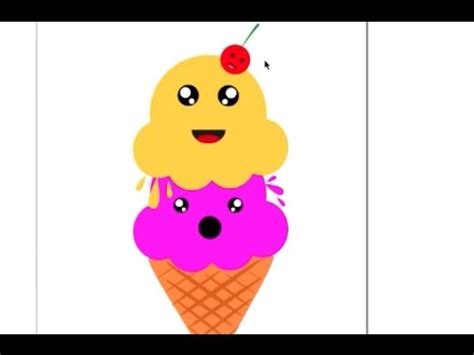 Dibujo de helado kawaii en la computadora.   YouTube