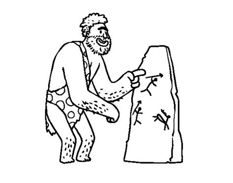 Dibujo de Hombre prehistórico con pinturas rupestres para ...