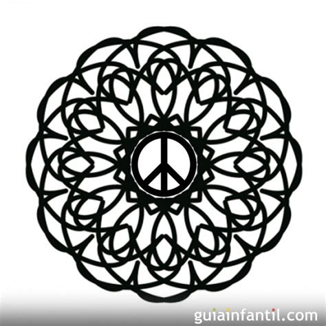 Dibujo de mandala con símbolo de la paz