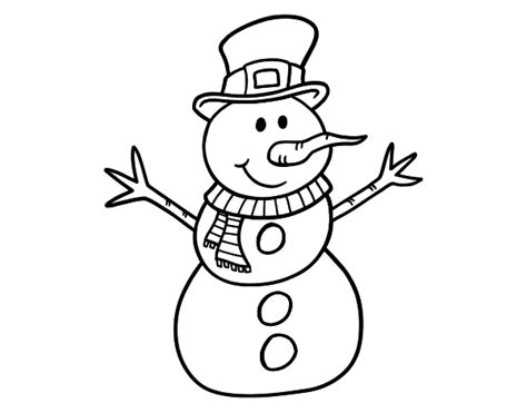 Dibujo de Muñeco de nieve con sombrero para Colorear ...