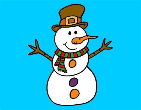 Dibujo de Muñeco de nieve con sombrero pintado por  gisela ...