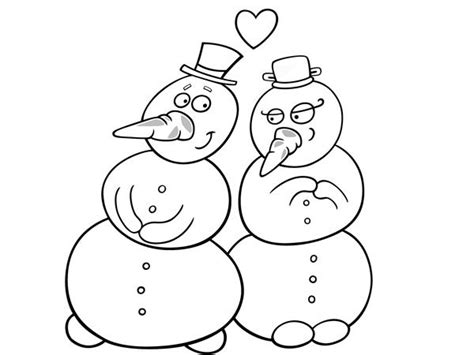 Dibujo de muñecos de nieve enamorados