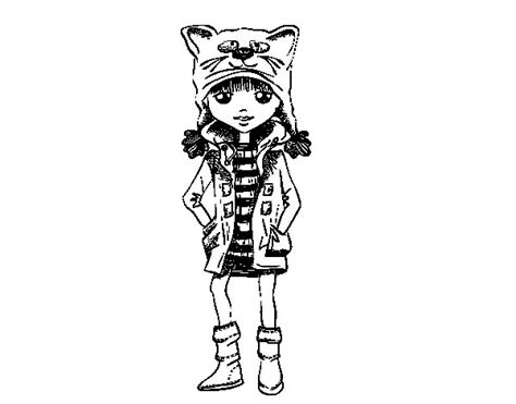 Dibujo de Niña con gorro de gato para Colorear   Dibujos.net