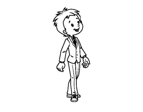 Dibujo de Niño con traje para Colorear   Dibujos.net