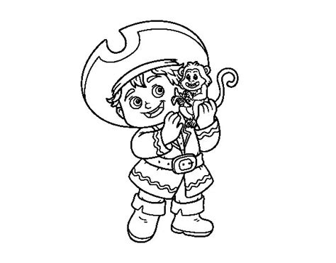Dibujo de Niño pirata y su mono mascota para Colorear ...