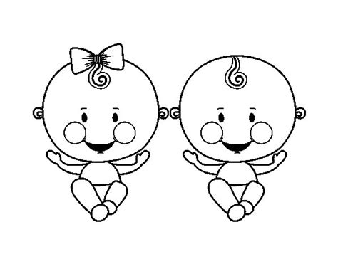 Dibujo de Niño y niña gemelos para Colorear   Dibujos.net