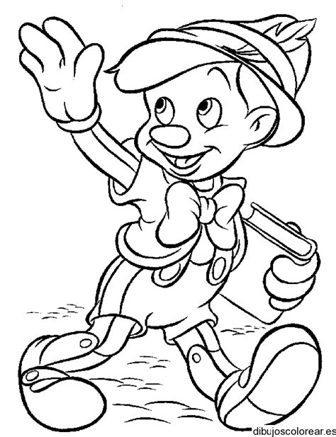 Dibujo de Pinocho paseando con Pepe Grillo