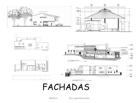 Dibujo de plantas, fachadas y cortes