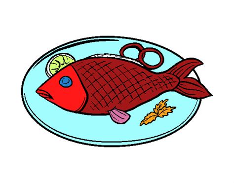 Dibujo de Plato de pescado pintado por en Dibujos.net el ...