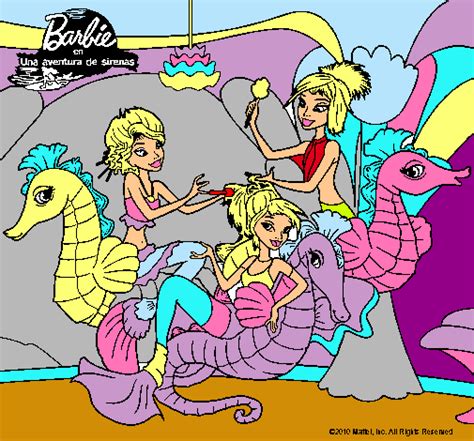 Dibujo de Sirenas y caballitos de mar pintado por Momo en ...