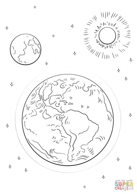 Dibujo de Tierra, Luna y Sol para colorear | Dibujos para ...