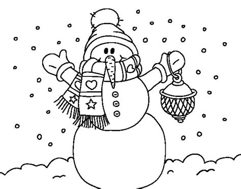 Dibujo de Un muñeco de nieve navideño para Colorear ...