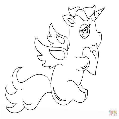Dibujo De Unicornio Chibi Con CorazÃ N Para Colorear ...