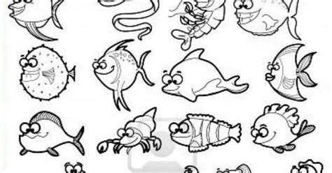 Dibujo de Varios Peces y Animales Marinos para Colorear ...