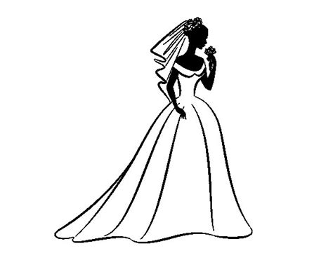 Dibujo de Vestido de boda y velo para Colorear   Dibujos.net