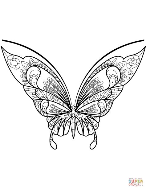Dibujo de Zentangle Butterfly para colorear | Dibujos para ...