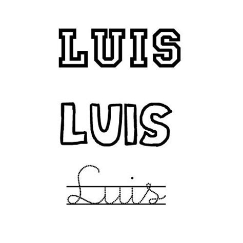 Dibujo del nombre Luis para pintar e imprimir
