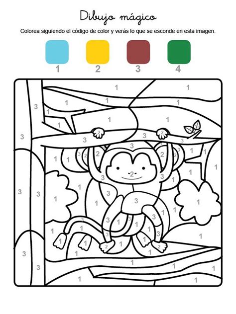 Dibujo mágico de un mono: dibujo para colorear e imprimir