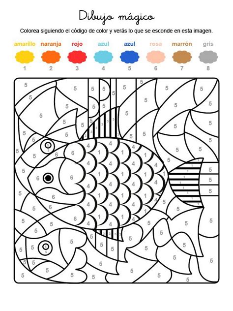 Dibujo mágico de un pez de colores: dibujo para colorear e ...