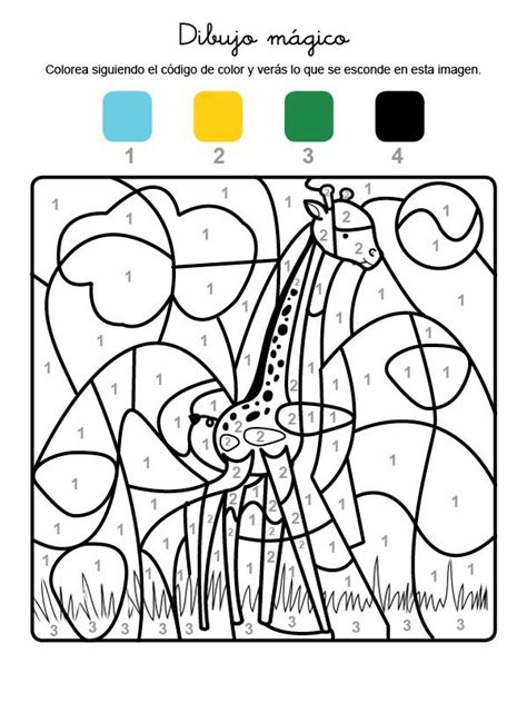 Dibujo mágico de una jirafa: dibujo para colorear e imprimir