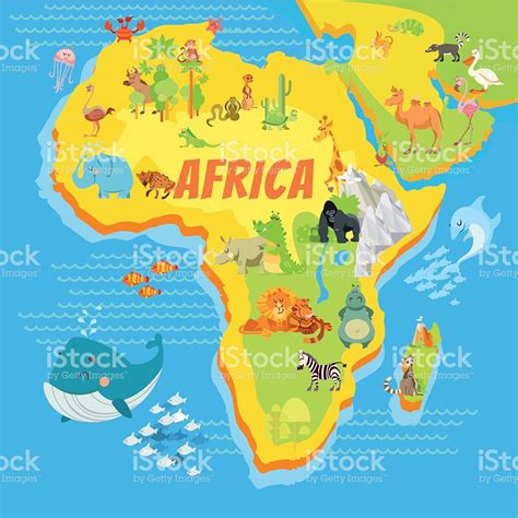 Dibujo Mapa De África Con Animales Illustracion Libre de ...