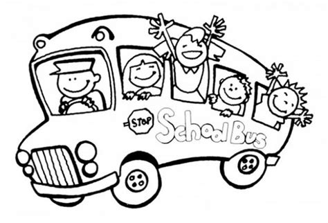 Dibujo para colorear autobús escolar de niños