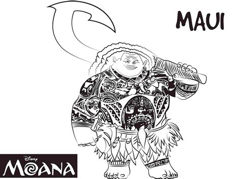 Dibujo para colorear de Maui, personaje película Moana ...