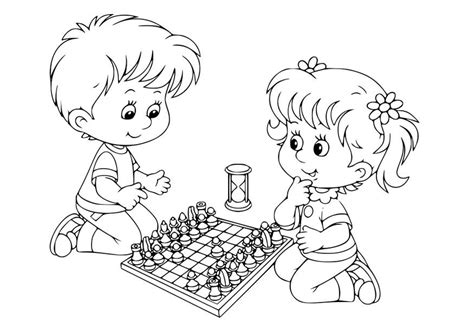 Dibujo para colorear jugar al ajedrez   Img 30102