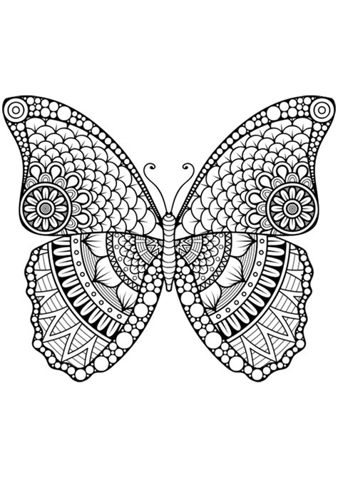Dibujo para colorear mandala forma mariposa