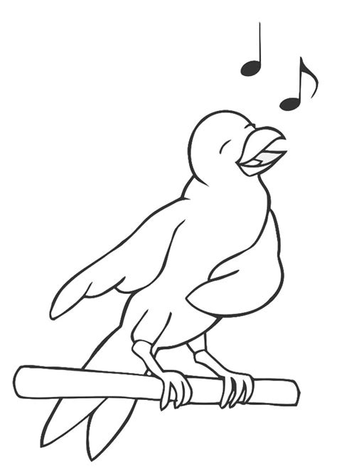 Dibujo para colorear pájaro cantando   Img 19450