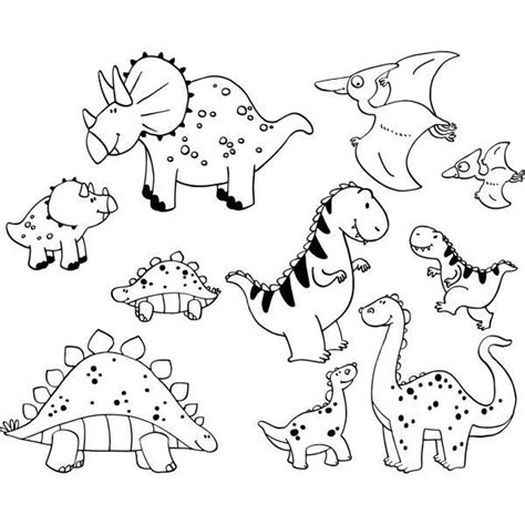dibujo para imprimir y colorear con muchos dinosaurios ...