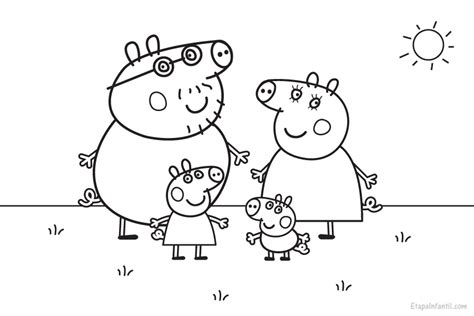 Dibujo Peppa Pig y familia para imprimir y colorear ...