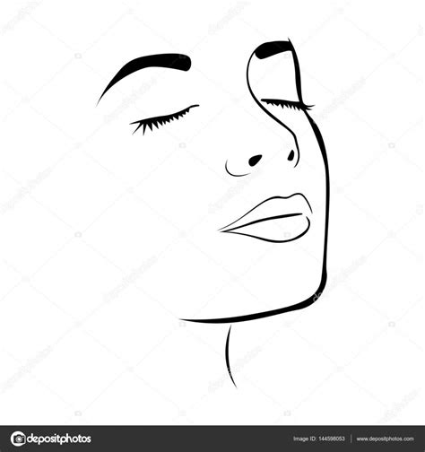 dibujo silueta de rostro femenino con los ojos cerrados ...