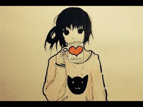 Dibujo Tumblr Sencillo [Chica Anime Kawaii]  Dibujo Fácil ...
