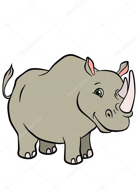 Dibujos animados animales salvajes para niños. Rinoceronte ...