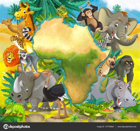 Dibujos animados de animales africanos   con la ...