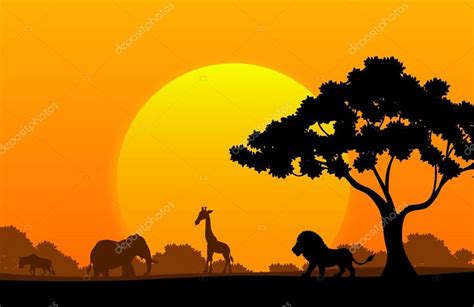 Dibujos animados de animales de colección en el África ...