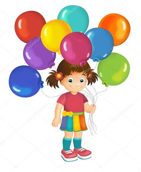 Dibujos animados de niño con globos — Foto de stock ...