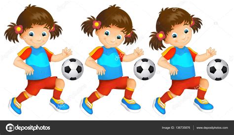 Dibujos animados de niño   niña   jugar ilustración fútbol ...