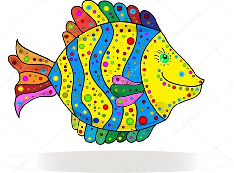 Dibujos animados de peces de colores lindos — Vector de ...