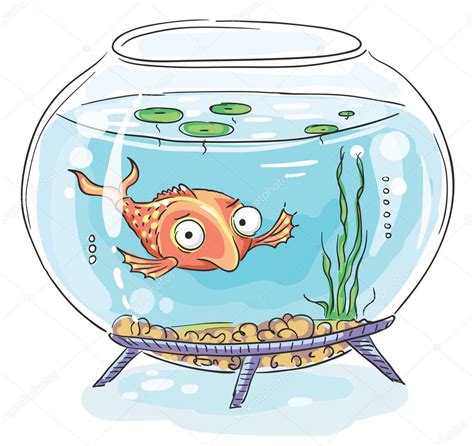 dibujos animados de peces en una pecera — Vector de stock ...