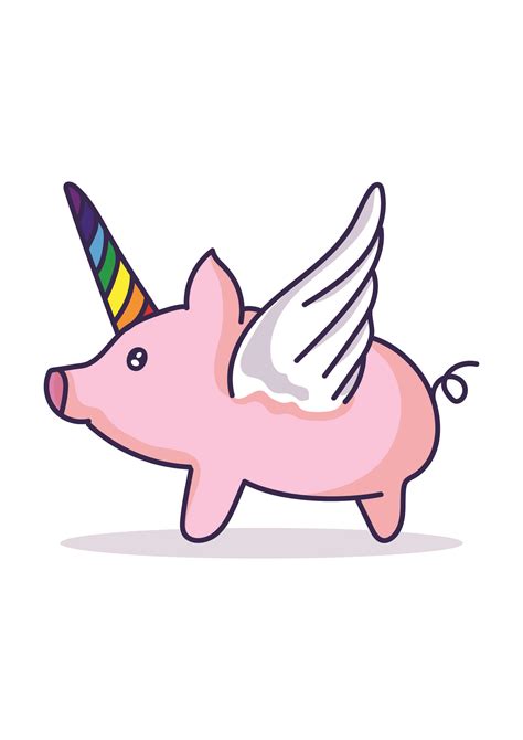 Dibujos animados de unicornio de cerdo   Descargar vector