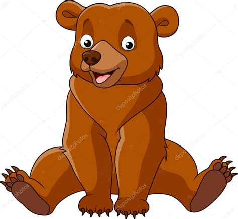 Dibujos animados feliz oso sentado — Archivo Imágenes ...