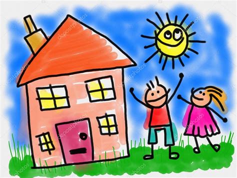 Dibujos animados niños luego su hogar — Foto de stock ...