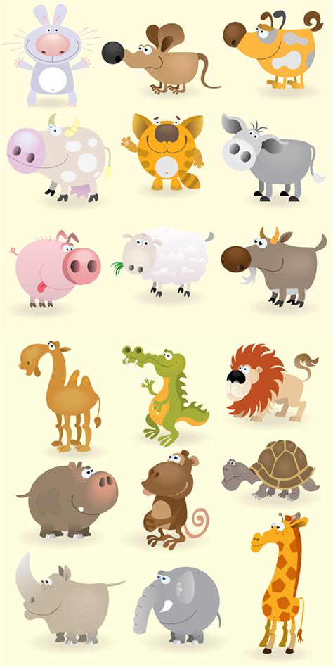 Dibujos de animales vectorizados con estilo cartoon ...