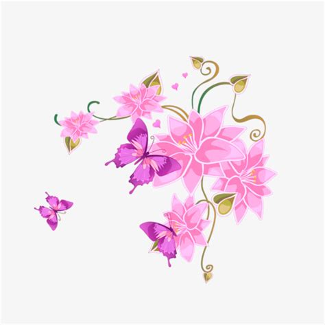 Dibujos de flores de color rosa mariposa, Cartoon Creativo ...