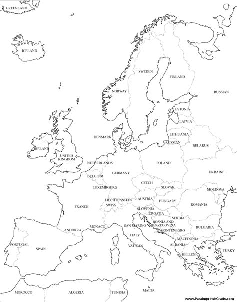 Dibujos de Mapas de Europa y paises para colorear ...